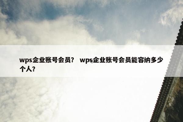 wps企业账号会员？ wps企业账号会员能容纳多少个人？