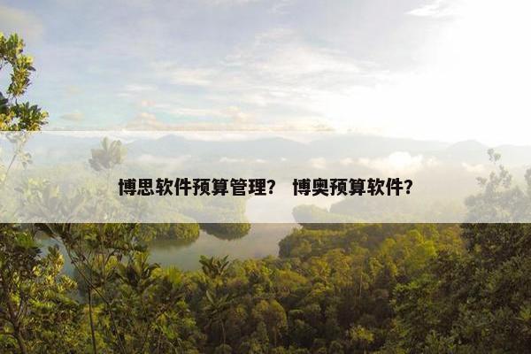 博思软件预算管理？ 博奥预算软件？