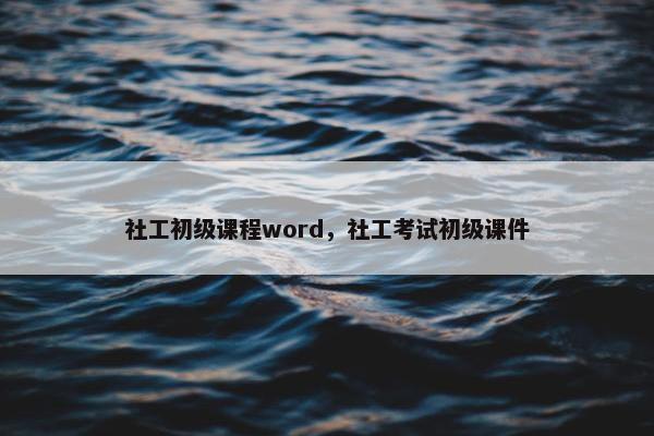 社工初级课程word，社工考试初级课件