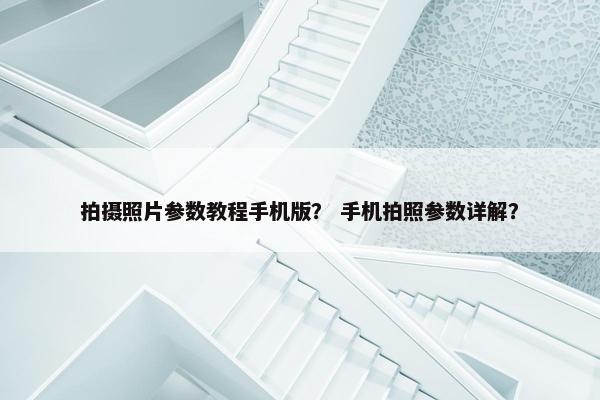 拍摄照片参数教程手机版？ 手机拍照参数详解？