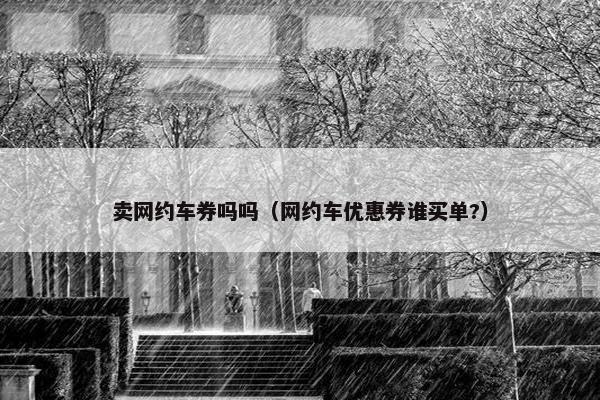 卖网约车券吗吗(网约车优惠券谁买单?) 卖网约车券吗吗(网约车优惠券谁买单?)