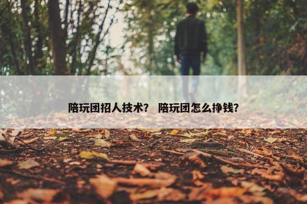 陪玩团招人技术? 陪玩团怎么挣钱? 陪玩团招人技术? 陪玩团怎么挣钱?