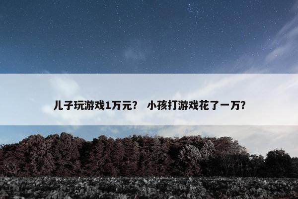 儿子玩游戏1万元? 小孩打游戏花了一万? 儿子玩游戏1万元? 小孩打游戏花了一万?