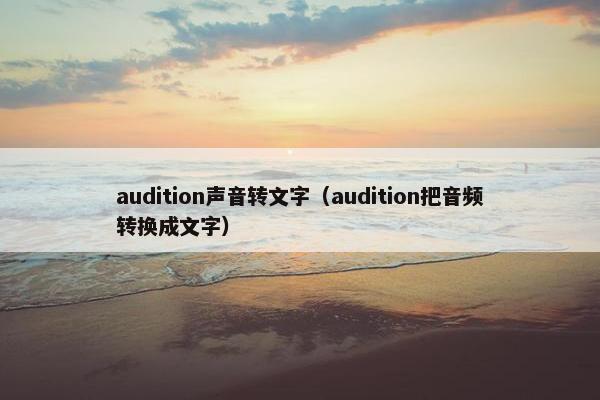 audition声音转文字（audition把音频转换成文字）