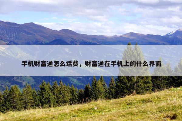 手机财富通怎么话费，财富通在手机上的什么界面