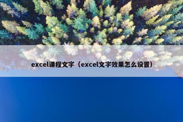 excel课程文字（excel文字效果怎么设置）