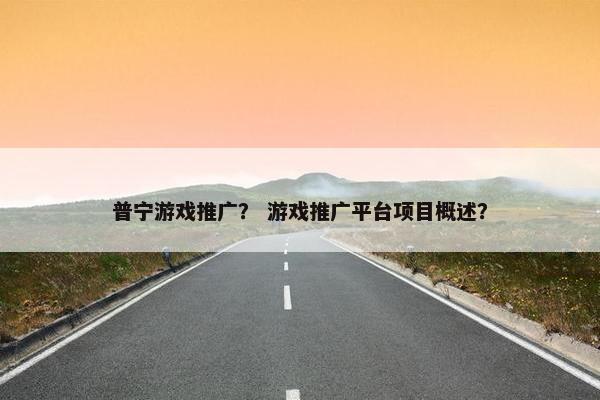 普宁游戏推广？ 游戏推广平台项目概述？