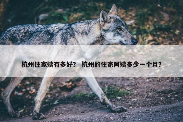 杭州住家姨有多好？ 杭州的住家阿姨多少一个月？