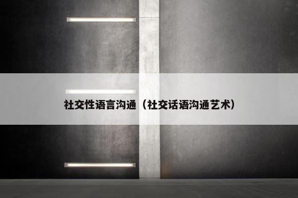 社交性语言沟通(社交话语沟通艺术) 社交性语言沟通(社交话语沟通艺术)