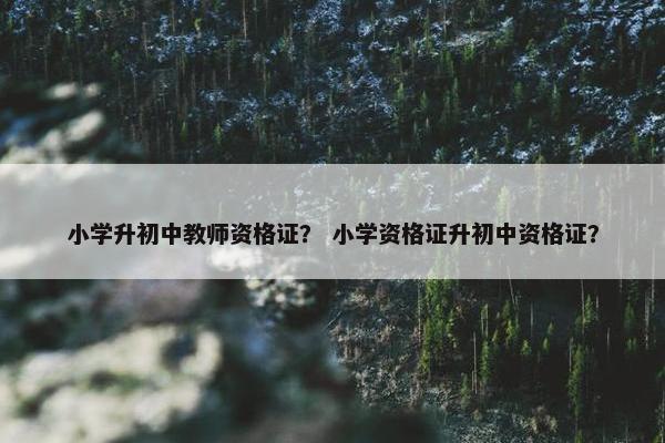 小学升初中教师资格证？ 小学资格证升初中资格证？