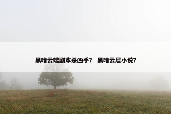 黑暗云端剧本杀凶手？ 黑暗云层小说？
