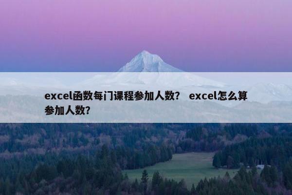 excel函数每门课程参加人数？ excel怎么算参加人数？