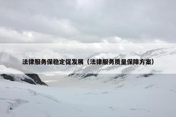 法律服务保稳定促发展（法律服务质量保障方案）
