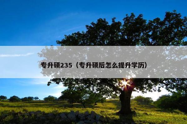 专升硕235（专升硕后怎么提升学历）