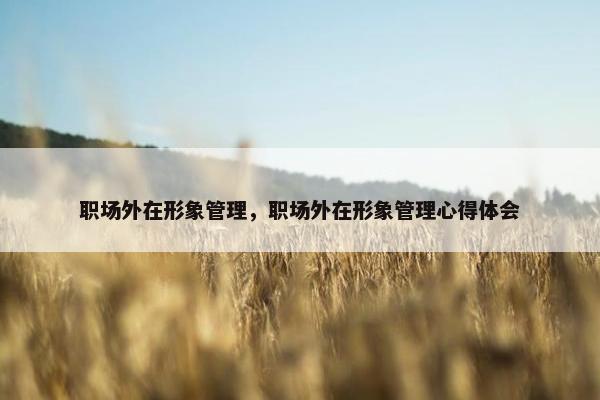 职场外在形象管理，职场外在形象管理心得体会
