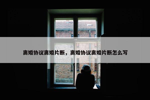 离婚协议离婚片断，离婚协议离婚片断怎么写