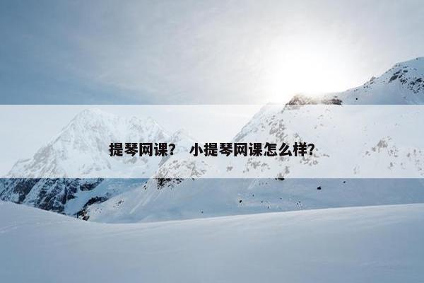 提琴网课？ 小提琴网课怎么样？