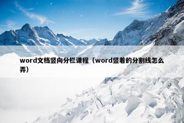 word文档竖向分栏课程（word竖着的分割线怎么弄）