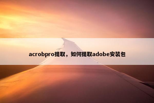 acrobpro提取，如何提取adobe安装包