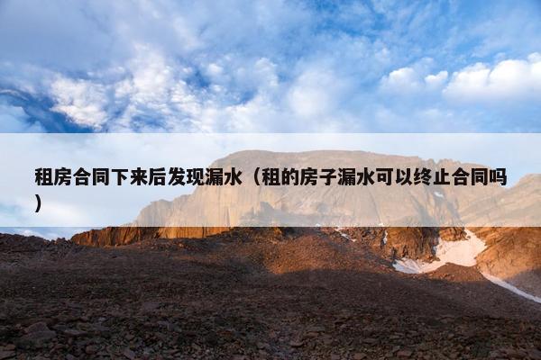 租房合同下来后发现漏水（租的房子漏水可以终止合同吗）