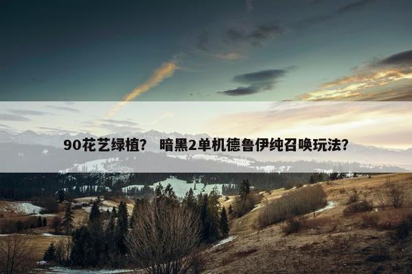 90花艺绿植？ 暗黑2单机德鲁伊纯召唤玩法？
