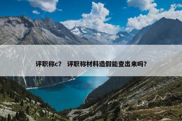 评职称c？ 评职称材料造假能查出来吗？