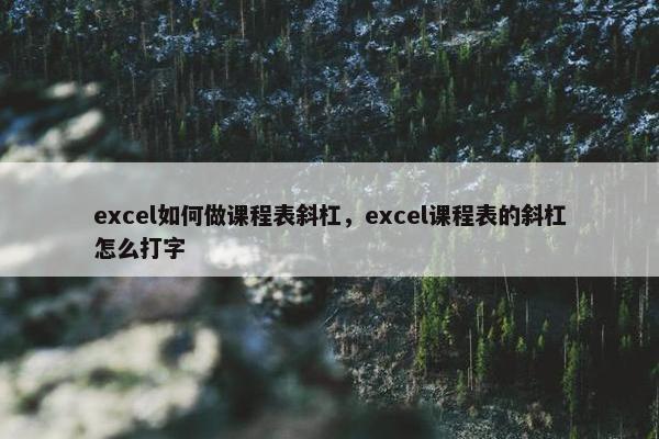 excel如何做课程表斜杠，excel课程表的斜杠怎么打字
