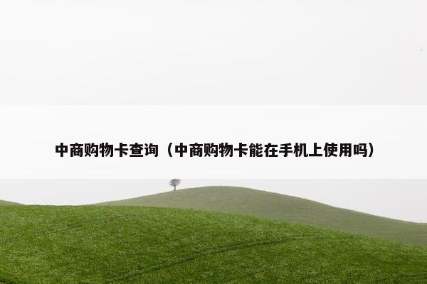 中商购物卡查询（中商购物卡能在手机上使用吗）