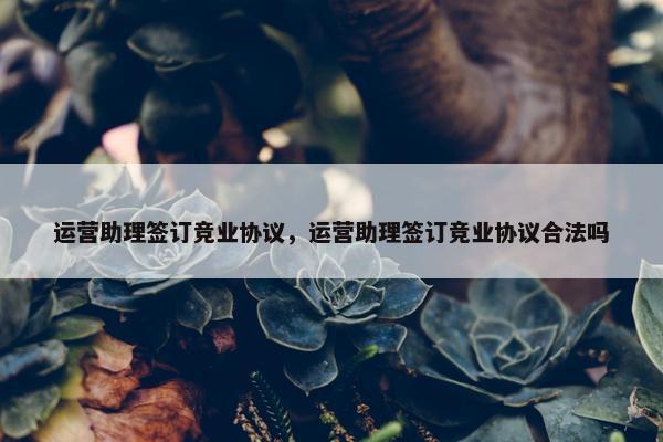 运营助理签订竞业协议,运营助理签订竞业协议合法吗 运营助理签订竞业协议,运营助理签订竞业协议合法吗