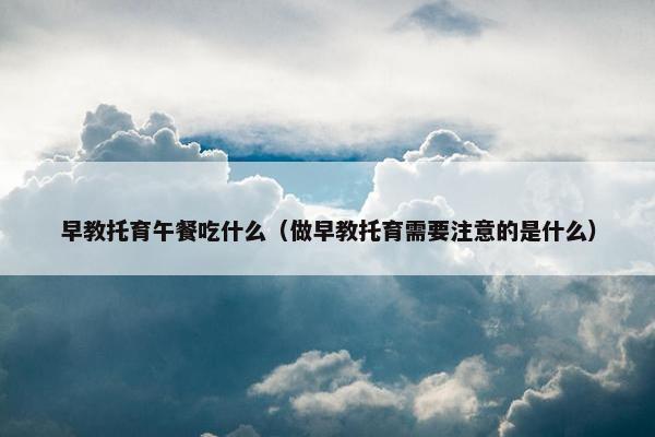 早教托育午餐吃什么(做早教托育需要注意的是什么) 早教托育午餐吃什么(做早教托育需要注意的是什么)