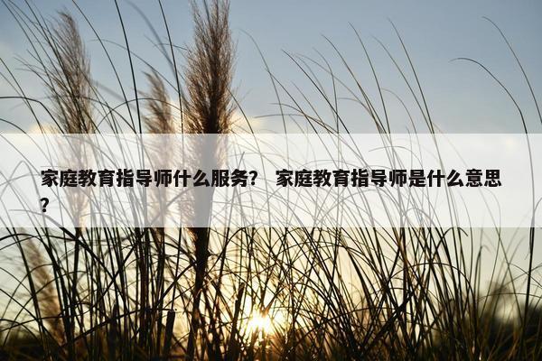 家庭教育指导师什么服务？ 家庭教育指导师是什么意思？