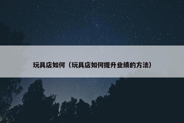 玩具店如何（玩具店如何提升业绩的方法）