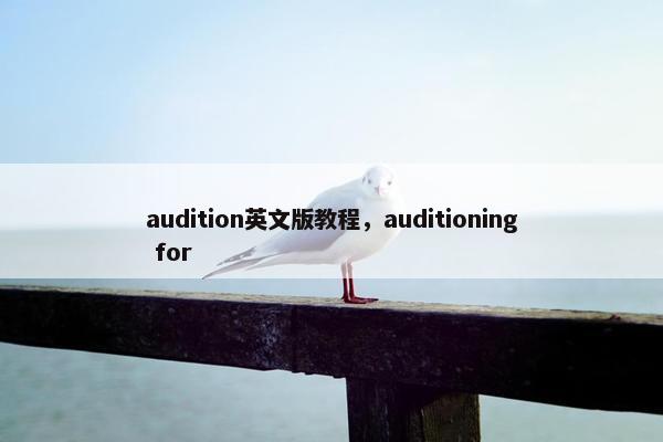 audition英文版教程，auditioning for