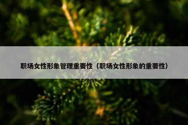 职场女性形象管理重要性(职场女性形象的重要性) 职场女性形象管理重要性(职场女性形象的重要性)