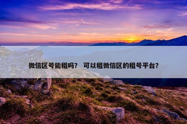 微信区号能租吗？ 可以租微信区的租号平台？