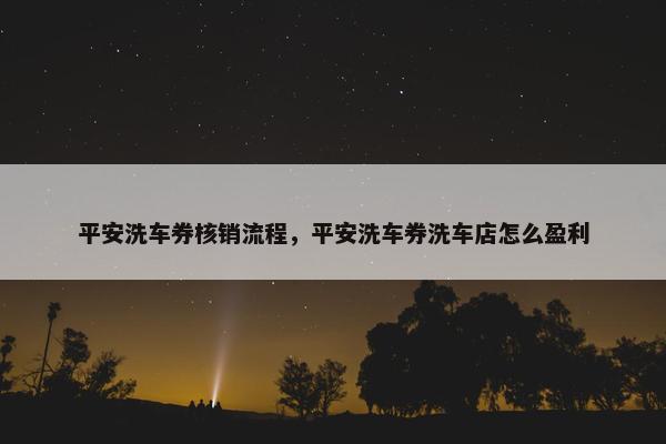 平安洗车券核销流程，平安洗车券洗车店怎么盈利