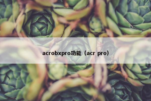 acrobxpro功能（acr pro）