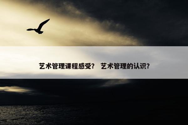 艺术管理课程感受？ 艺术管理的认识？