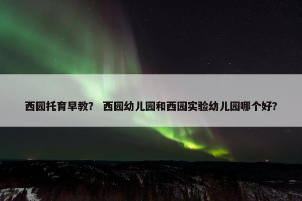 西园托育早教? 西园幼儿园和西园实验幼儿园哪个好? 西园托育早教? 西园幼儿园和西园实验幼儿园哪个好?