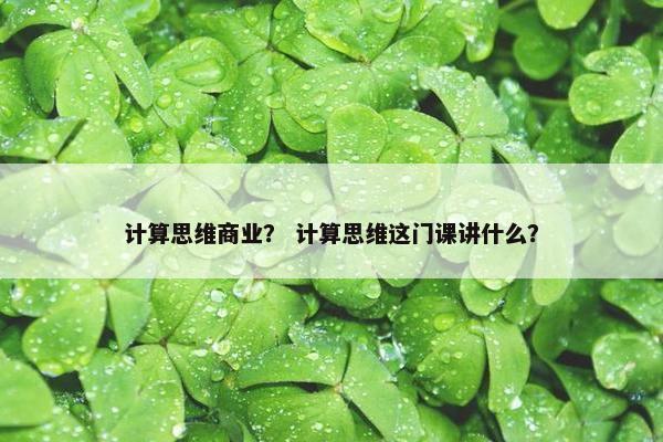 计算思维商业? 计算思维这门课讲什么? 计算思维商业? 计算思维这门课讲什么?
