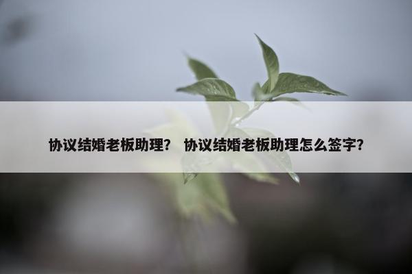 协议结婚老板助理？ 协议结婚老板助理怎么签字？